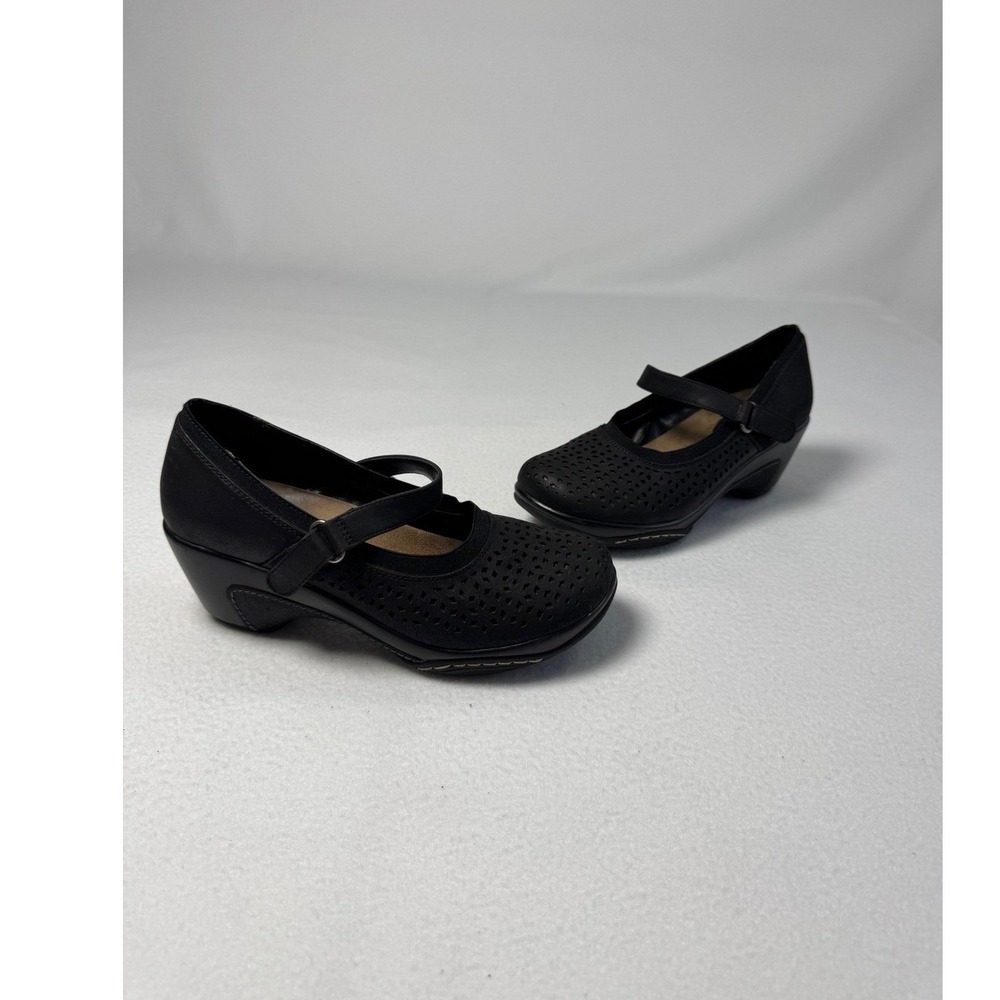 Cottagecore Rialto Womens 8M Vivian Mary Jane Wedge Black Perforated Strap Shoes